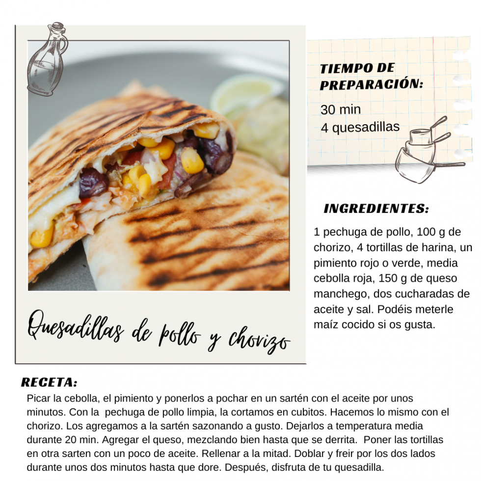 Quesadillas de pollo con chorizo